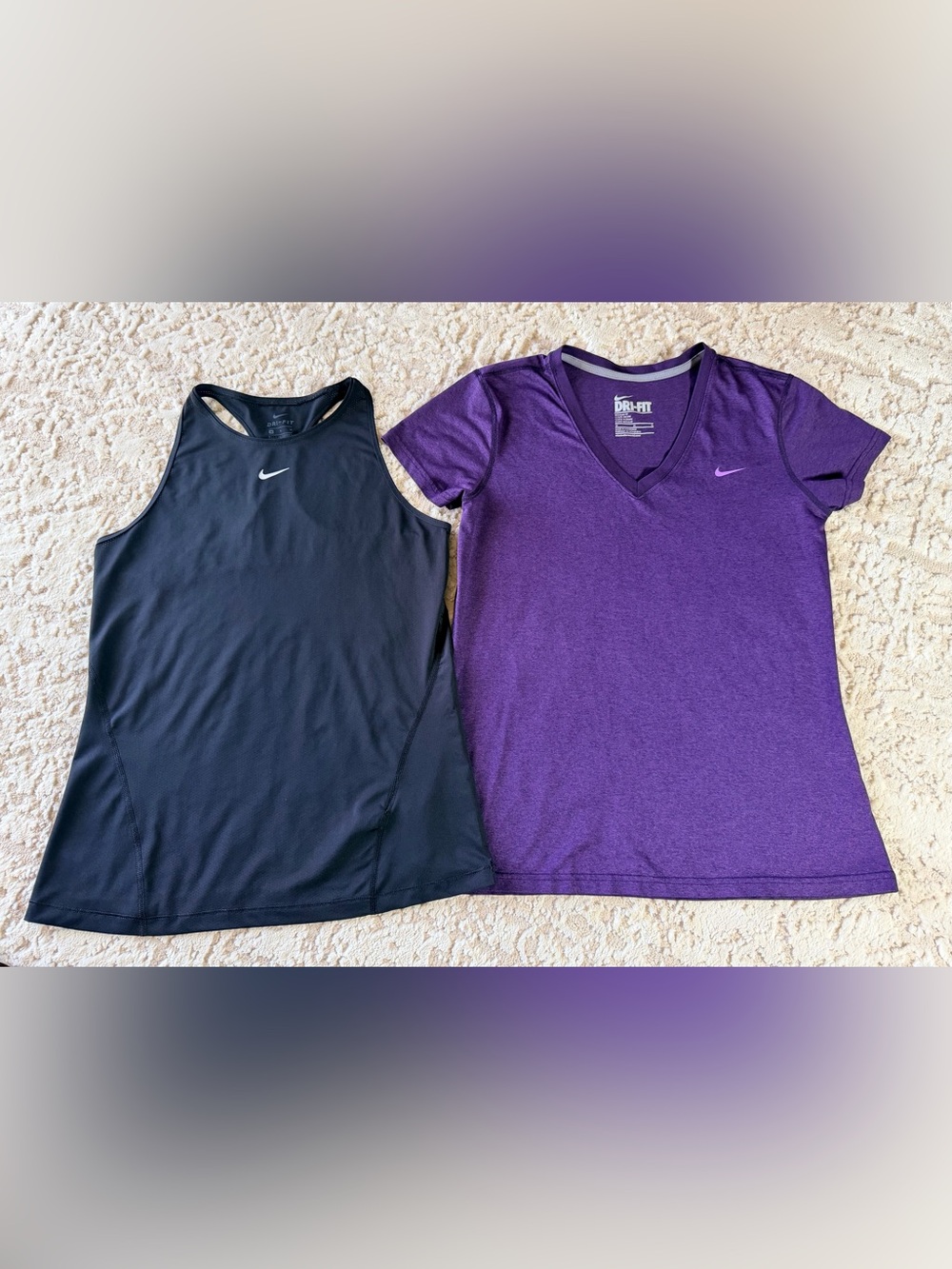 Nike Black Racerback Tank & Purple V‑Neck Dri‑Fit Tee